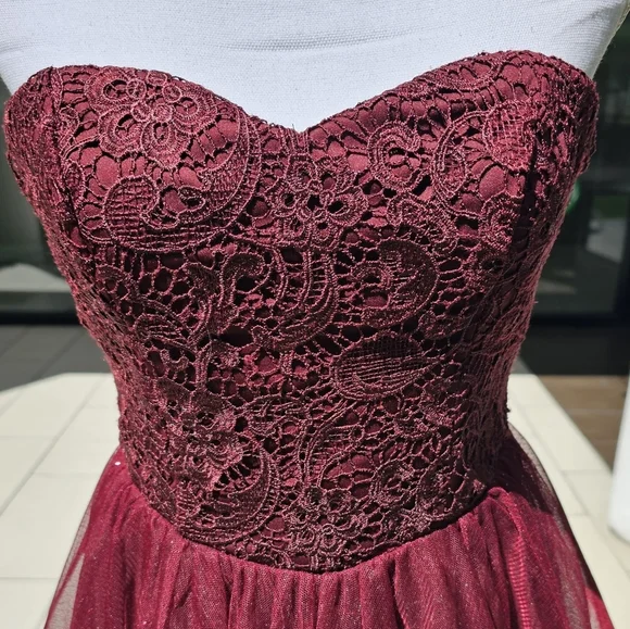 🆑️ SPEECHLESS Fit Flare Dress | Strapless Tube Floral Lace Sweetheart M - Picture 3 of 17